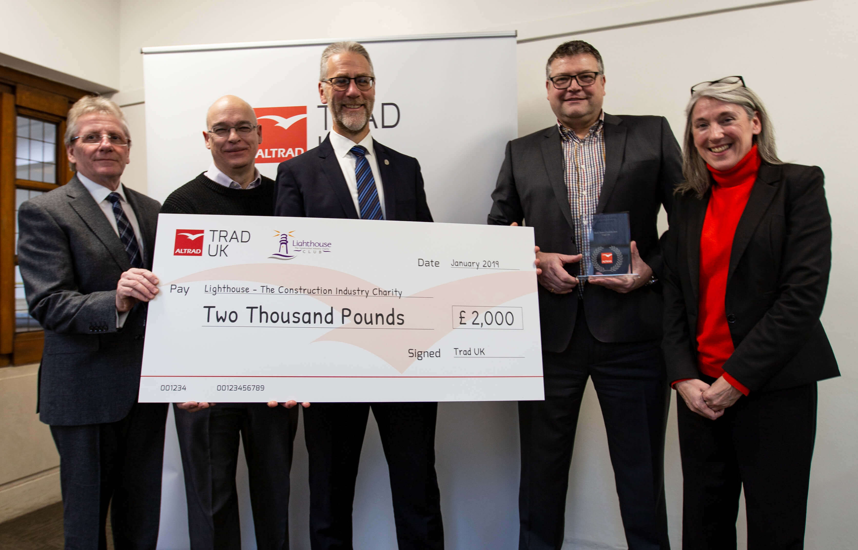 TRAD Make Donation to Lighthouse Charity from Win at Altrad President’s Safety Awards